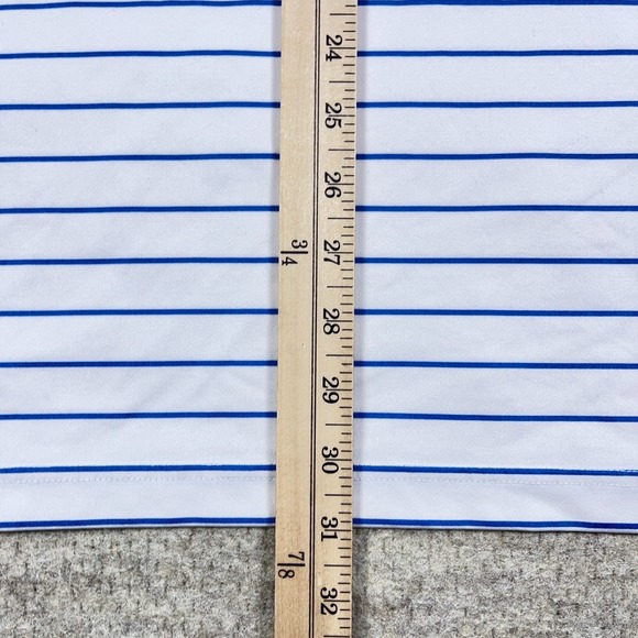 Rhoback Polo Shirt Men XL White Blue Striped Performance Wicking Golf Adult - Picture 8 of 10